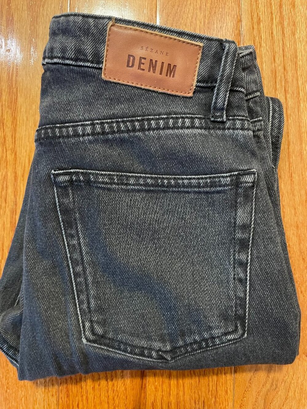 Sezane Brut Sexy Grey/Black Straight Leg Jeans High-Waisted Size EU 36